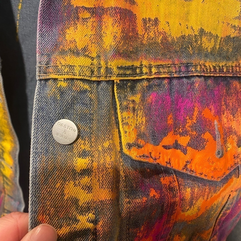Beulah Custom Painted Pollock Oversized Denim Jean Jacket - Picture 6 of 8